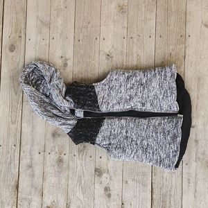 Heather Gray & Lace Puffer Vest with hood Medium Vanity Filled Fall Winter